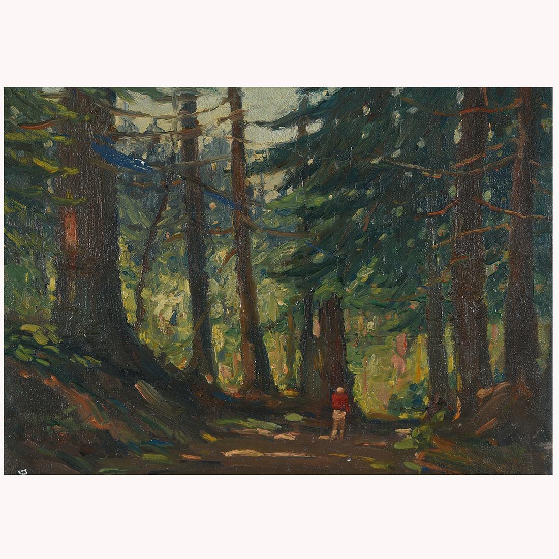 Clyde Leon Keller "Near Seaview Washington" oil on: CLYDE LEON KELLER (American 1872-1962) "Near Seaview Washington" Oil on board. 11 7/8 x 15 7/8 inches. Signed lower right: Clyde Leon Keller; titled and signed verso.