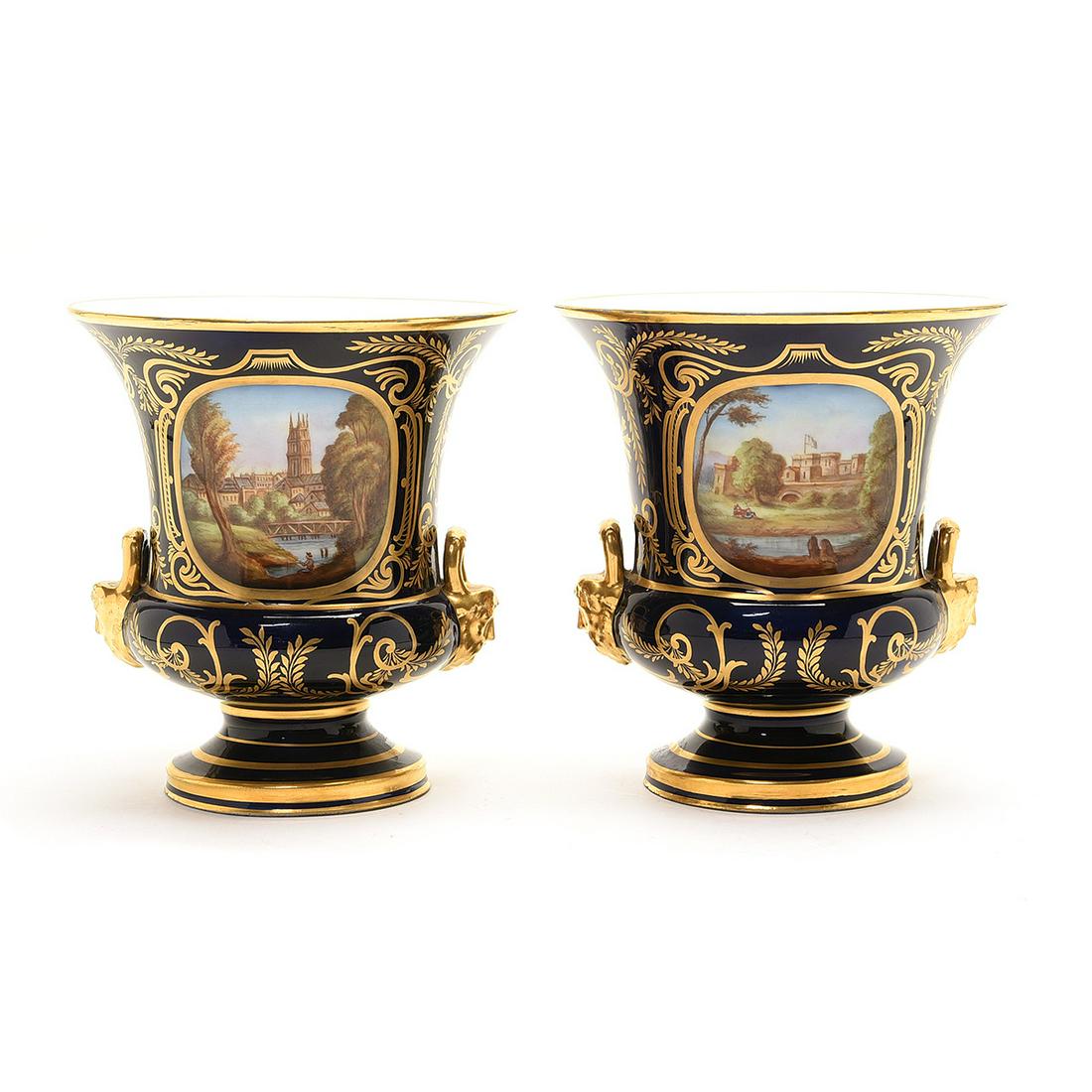 Pair of Derby Style Neoclassical Porcelain Vases with (1 of 3)