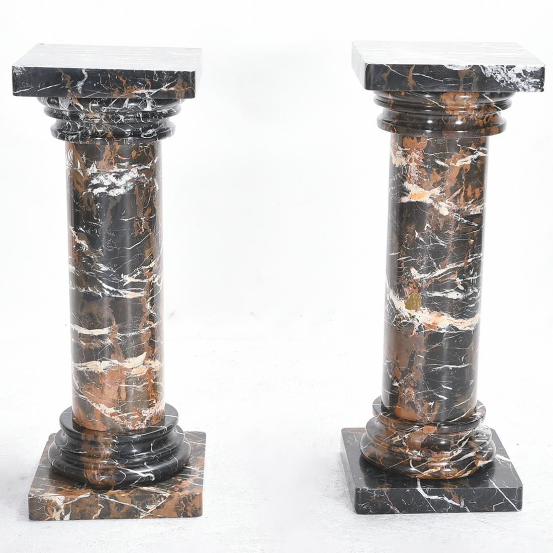 Pair of Black Amazonian Marble Columnar Pedestals. (1 of 2)