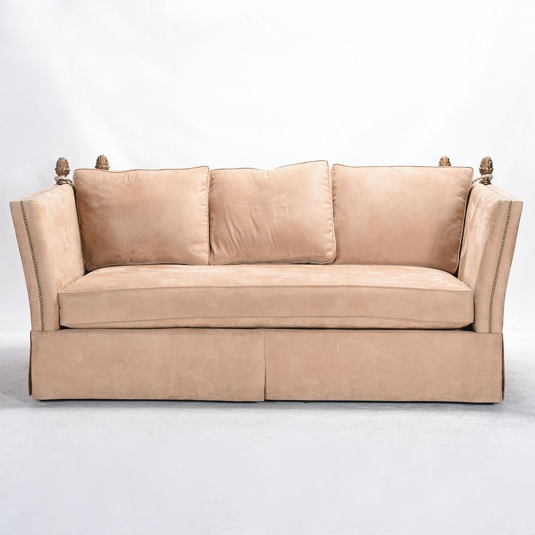 Modern Monet Tan Suede Upholstered Sofa (1 of 2)