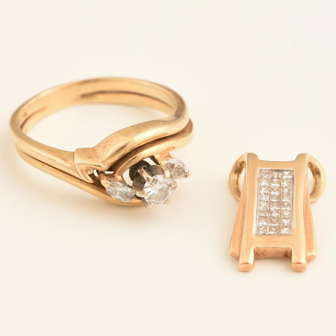 Diamond, Yellow Gold Jewelry Suite. (1 of 2)