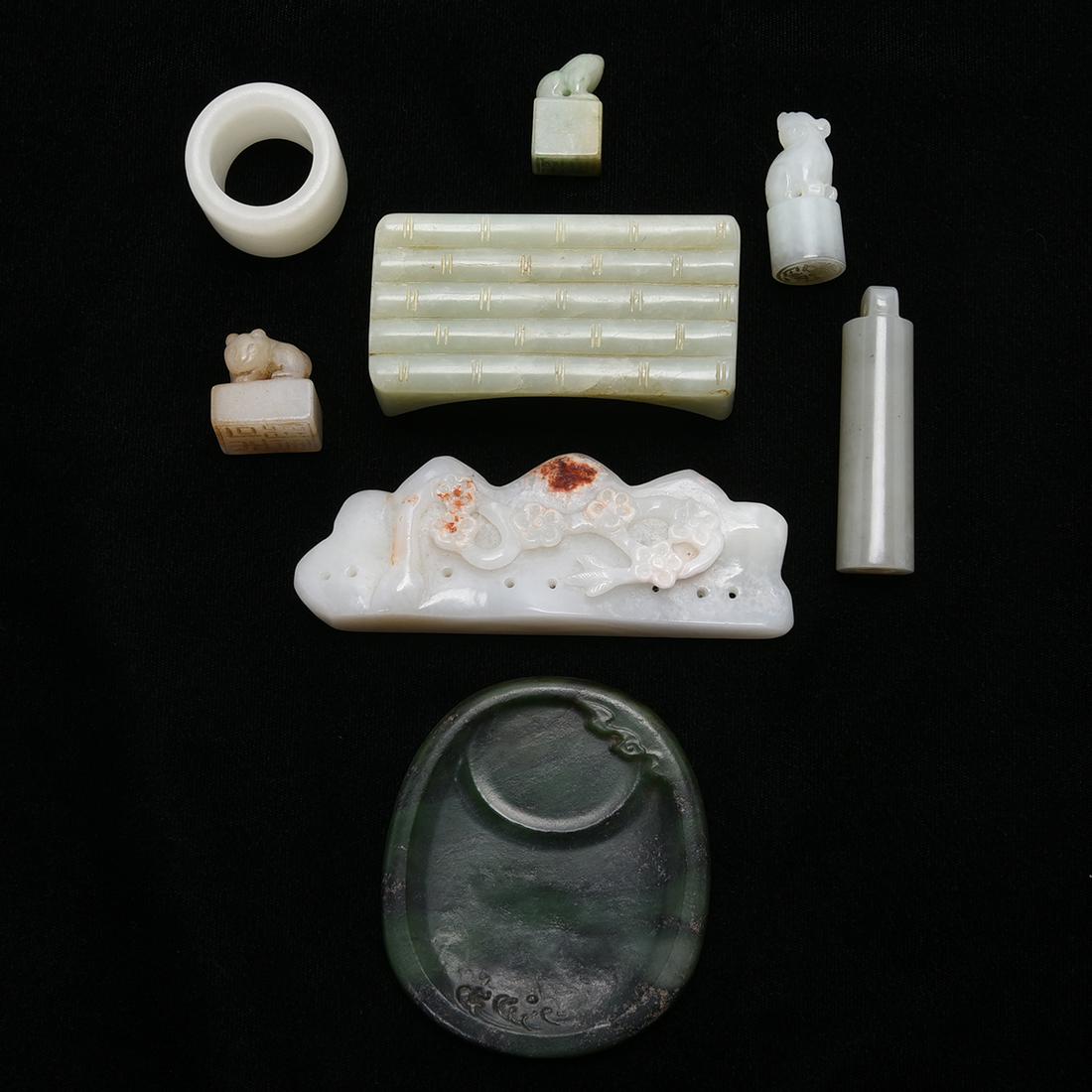 A Group of Eight Jade Scholar's Objects. (1 of 3)