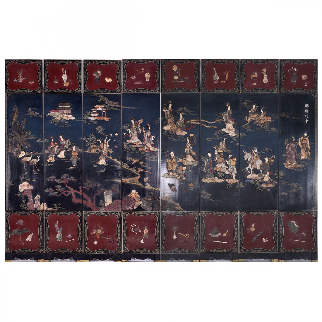 Chinese Eight Panel Coromandel Lacquer Screen (1 of 1)