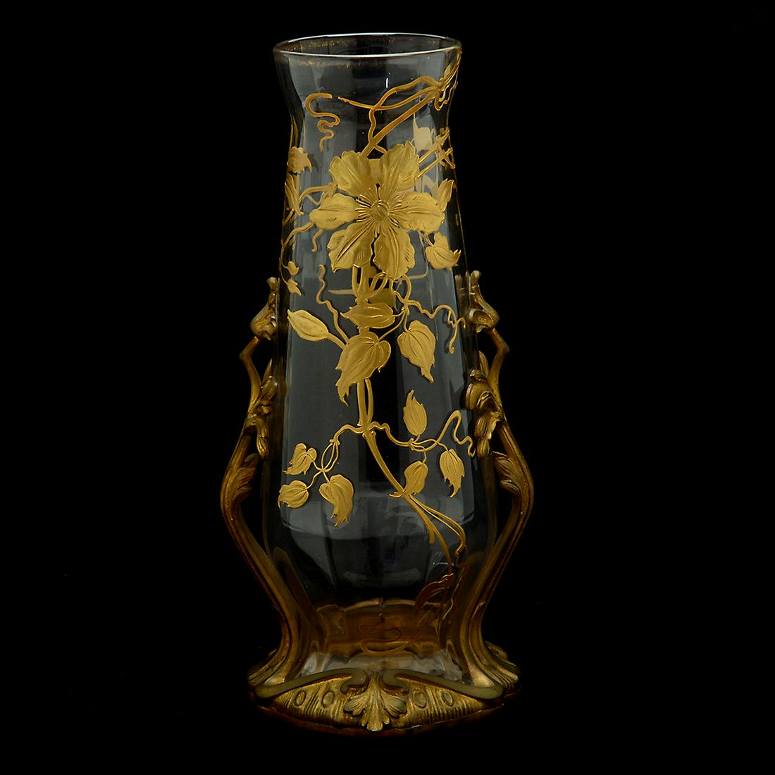 Baccarat Art Nouveau Gilt Bronze Mounted Vase. (1 of 3)