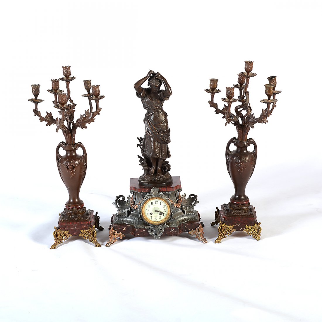 Belgian Art Nouveau Style Clock Garniture. (1 of 4)