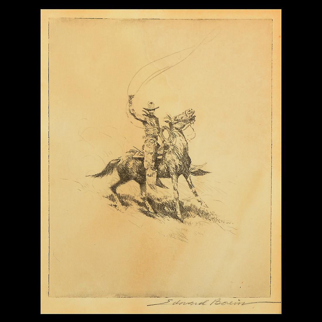 Edward Borein "Ready to Rope" etching (1 of 3)