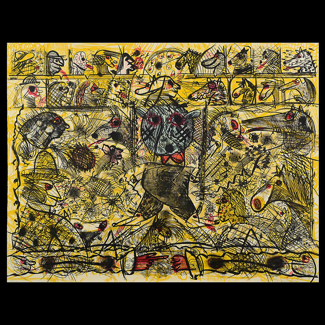 Roy De Forest "Walking, 1987" lithograph (1 of 3)