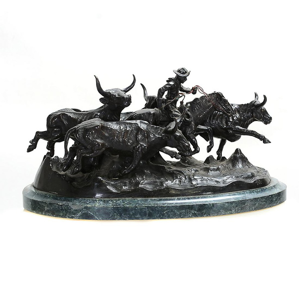 After Frederic Remington "stampede" Bronze
