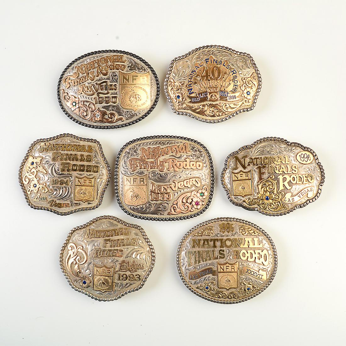 Seven Sterling Silver, Gold-Plated Buckles. (1 of 2)