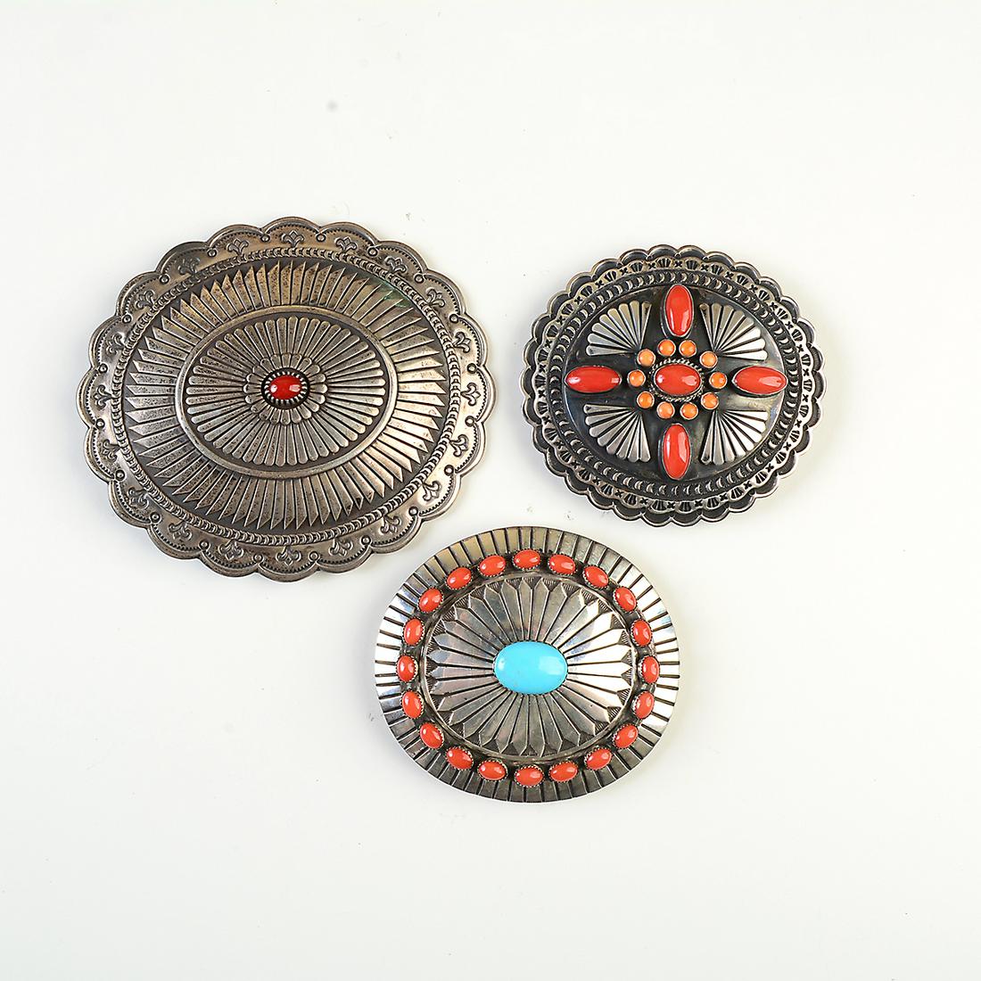 *Three Native American Coral,Turquoise, Shell, Silver (1 of 2)