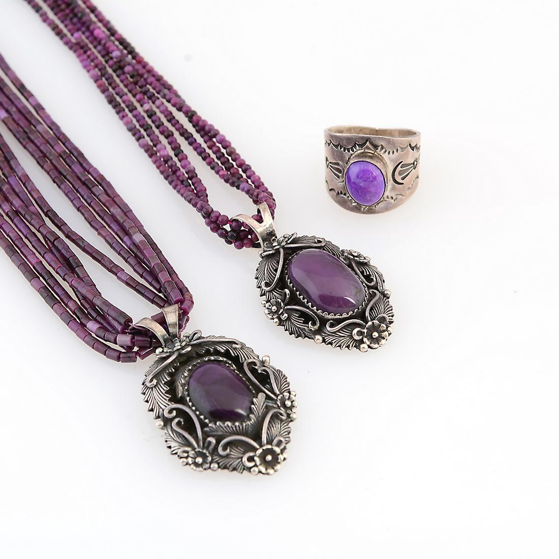 Native American Peter Johnson Sugilite, Silver Suite. (1 of 3)