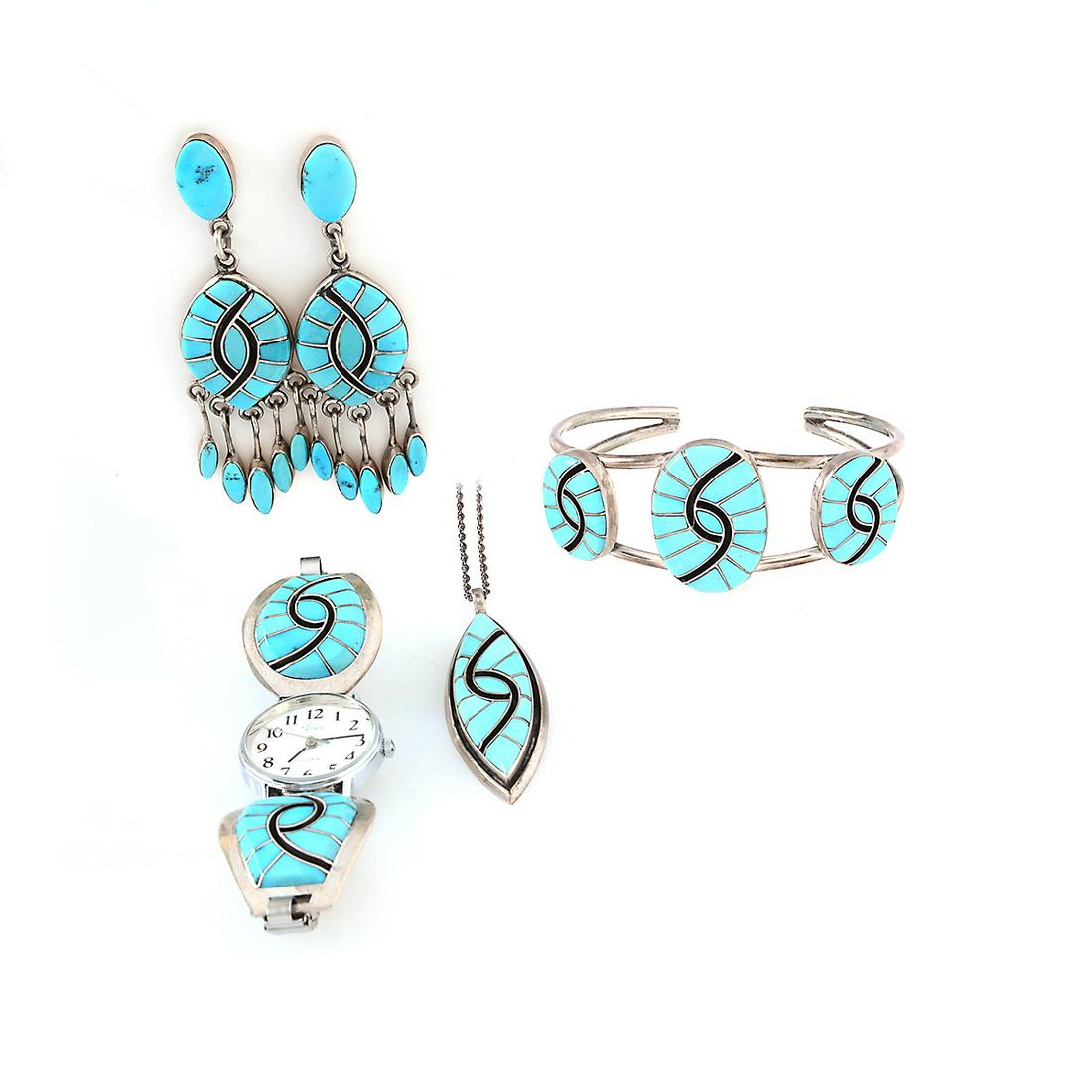 Turquoise, Black Onyx, Silver Jewelry Items. (1 of 6)