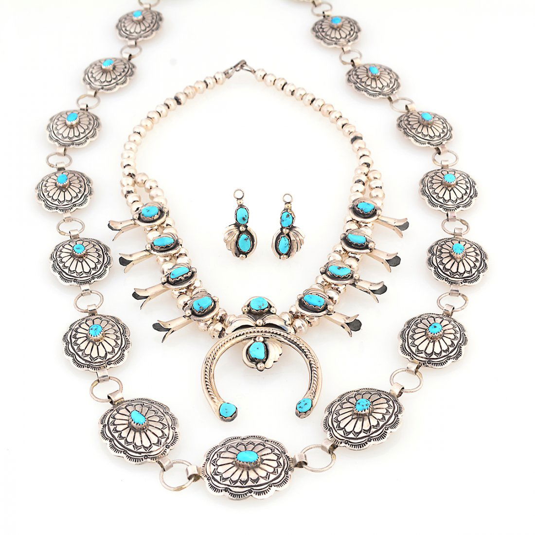 Native American Turquoise, Silver Jewelry Suite. (1 of 5)