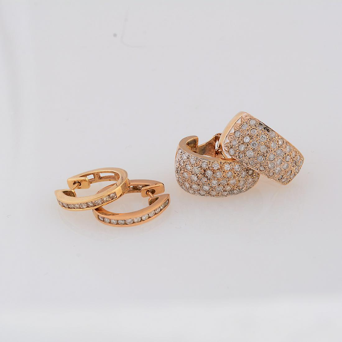 Collection of Two Pairs of Diamond, 14k Yellow Gold (1 of 3)