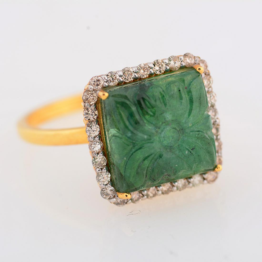 Emerald, Diamond, 18k Yellow Gold Ring. (1 of 3)