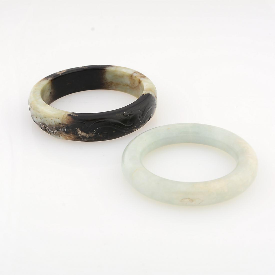 Collection of Two Carved Asian Jade Bracelets. (1 of 2)
