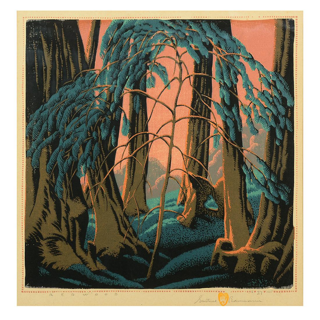 Gustave Baumann "Redwood" color woodcut (1 of 3)