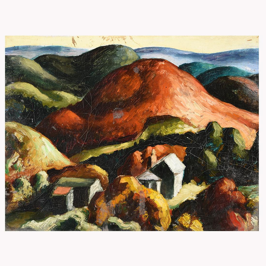 Thomas Hart Benton "Untitled landscape" oil on canvas (1 of 6)
