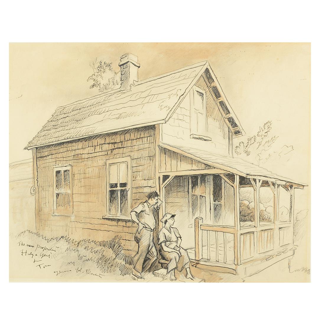 Thomas Hart Benton "The new Proprietors" ink and wash (1 of 8)