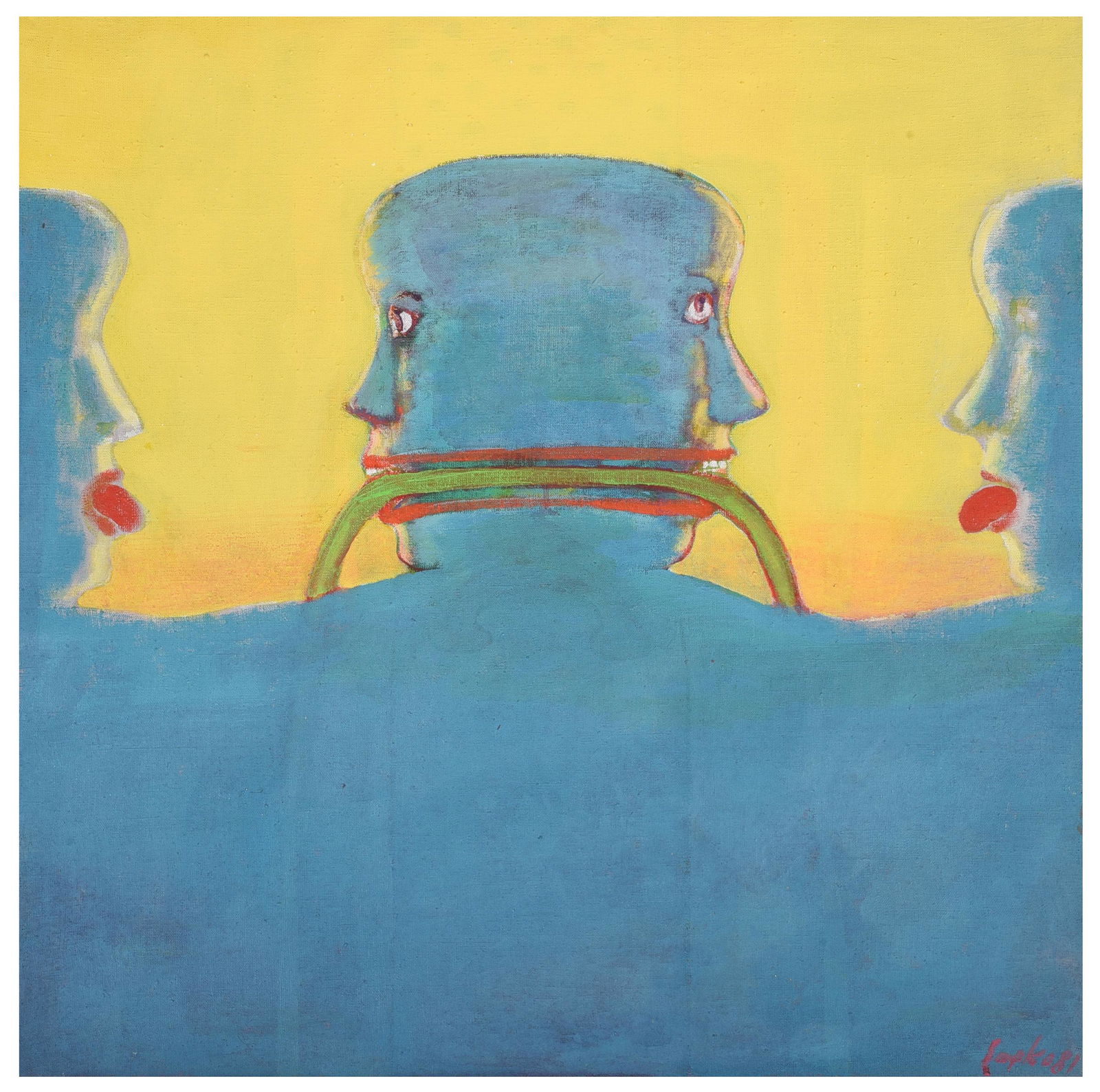 Jiri Sopko "Untitled Blue Heads" oil on canvas (1 of 5)