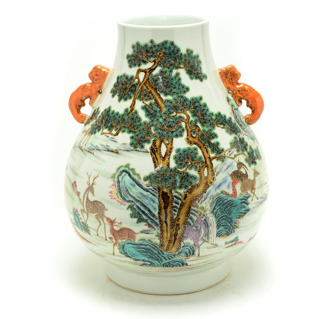 Large Chinese Famille Rose Hu Vase. (1 of 6)