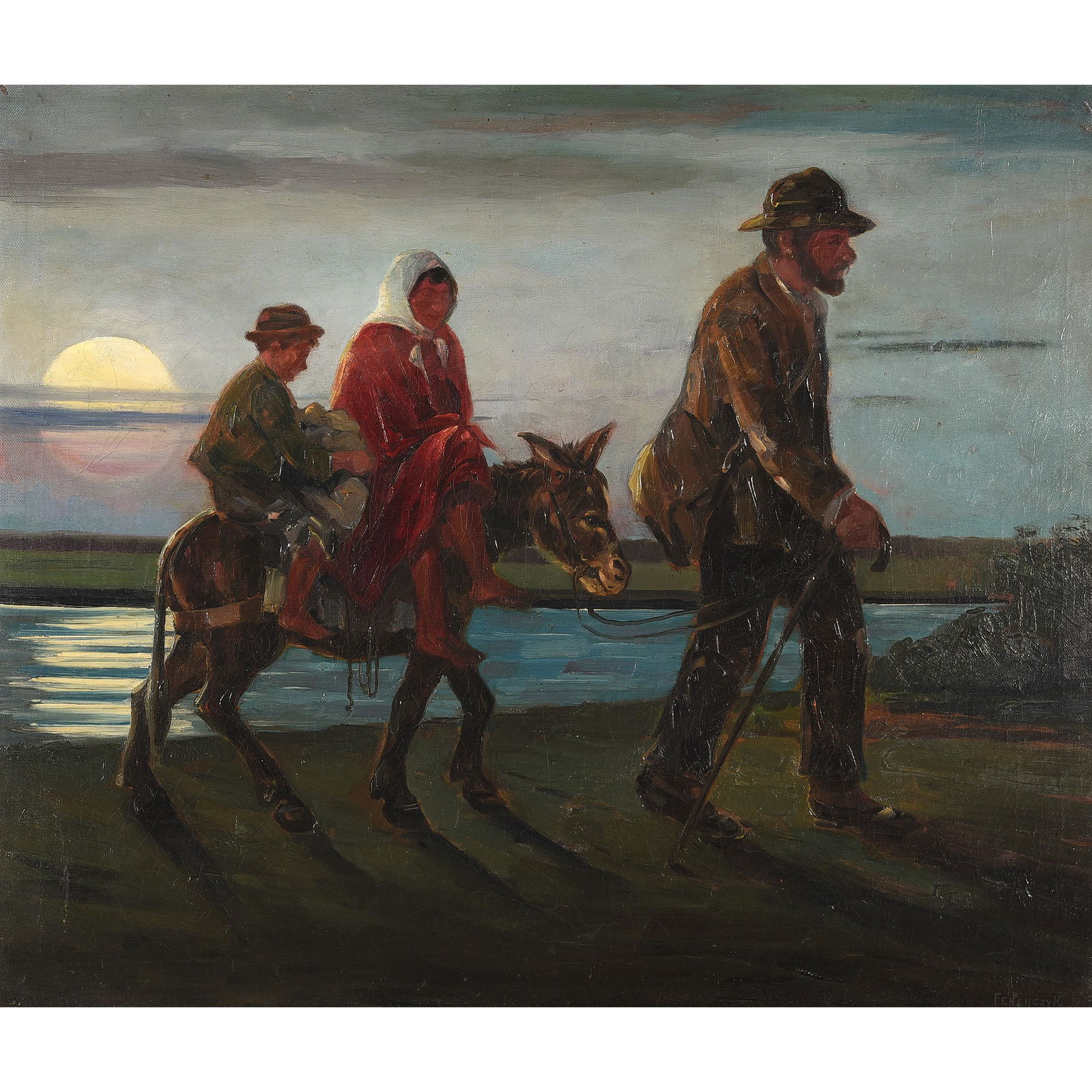 Attrib. to Karoly Ferenczy "Homeward Bound" oil on (1 of 2)