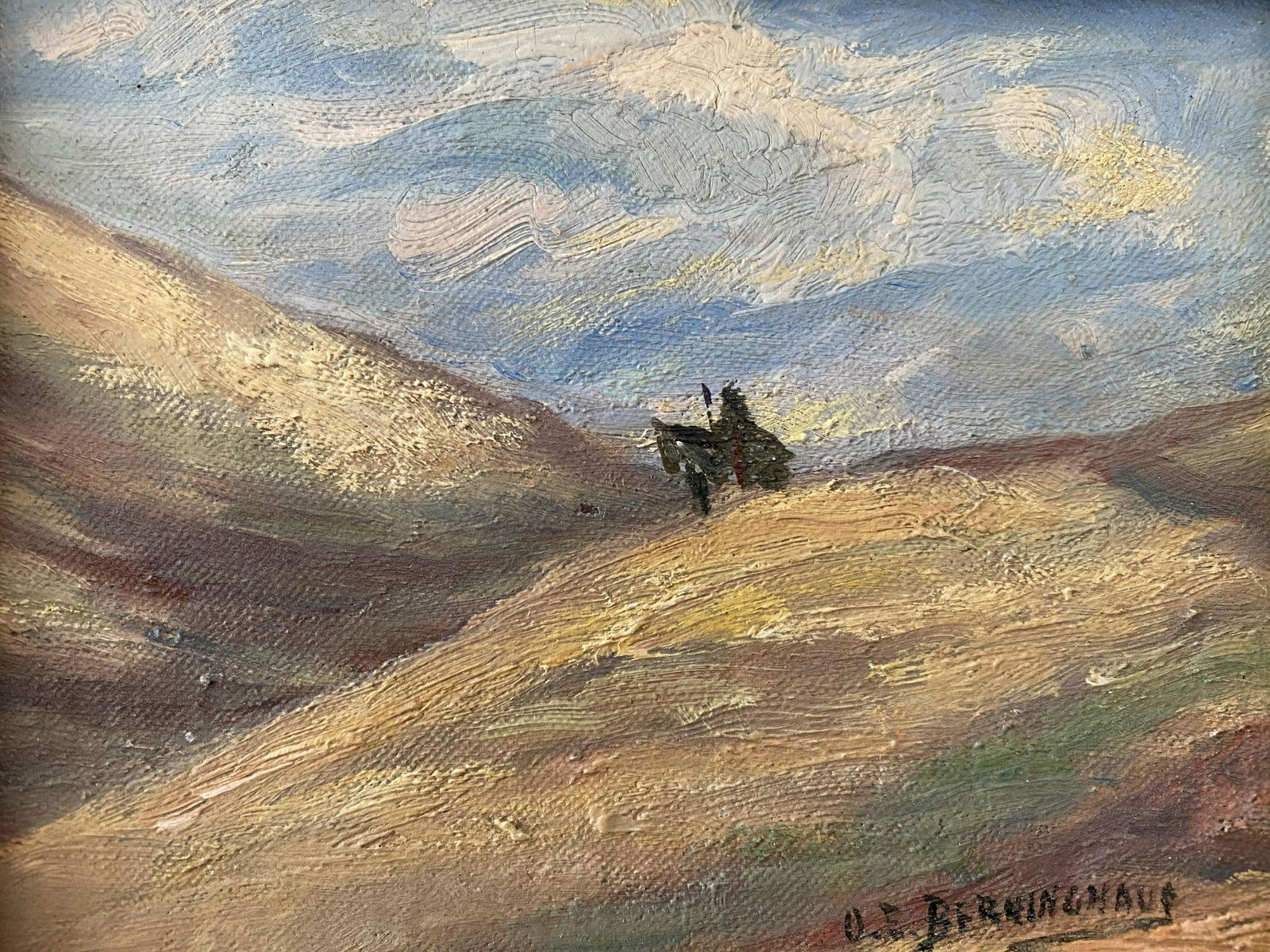 Oscar Edmund Berninghaus "Lone Indian on the Hill" oil (1 of 4)