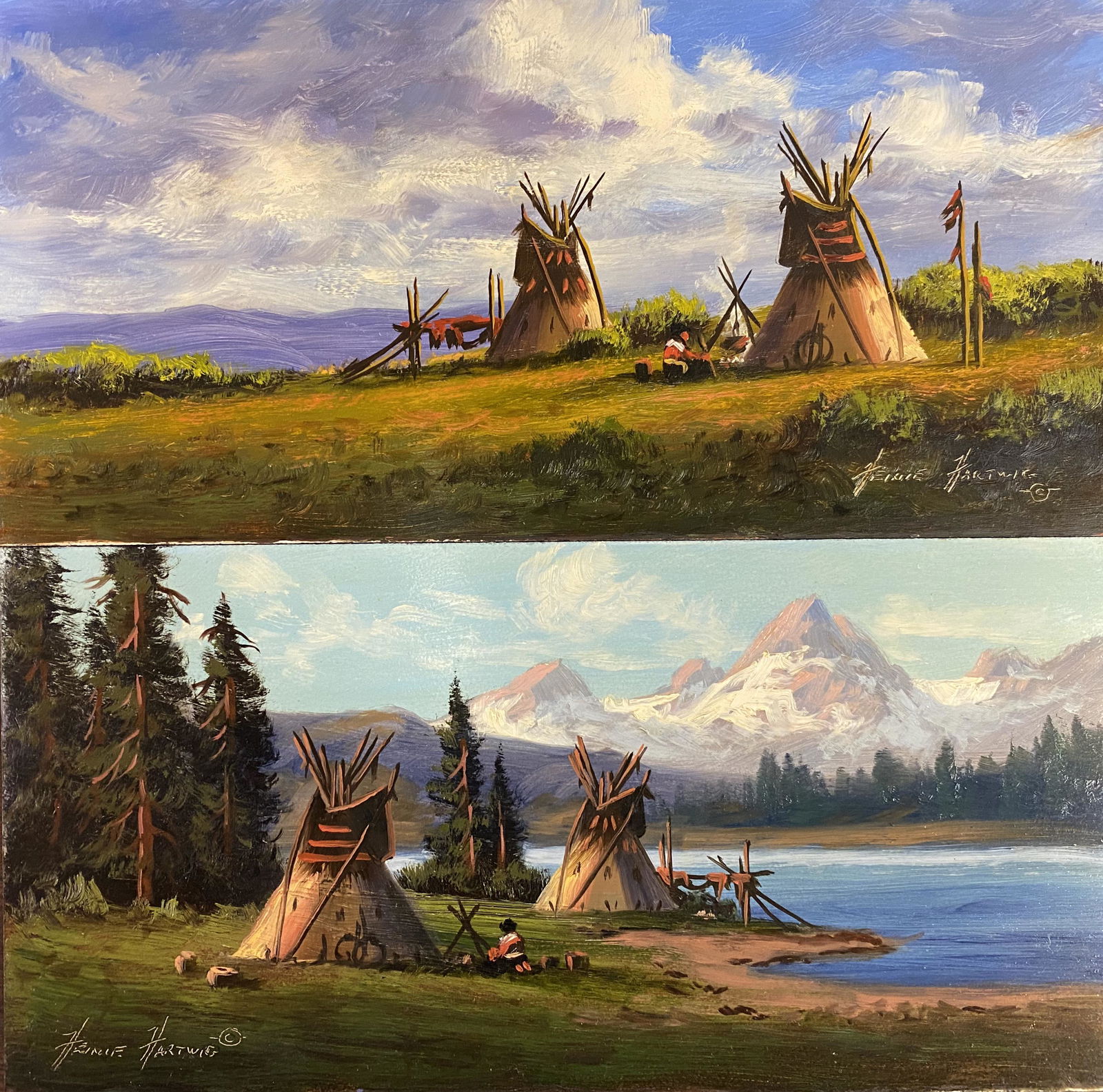 Heinie Hartwig "Montana Home" and "Montana Sky" oil on (1 of 2)