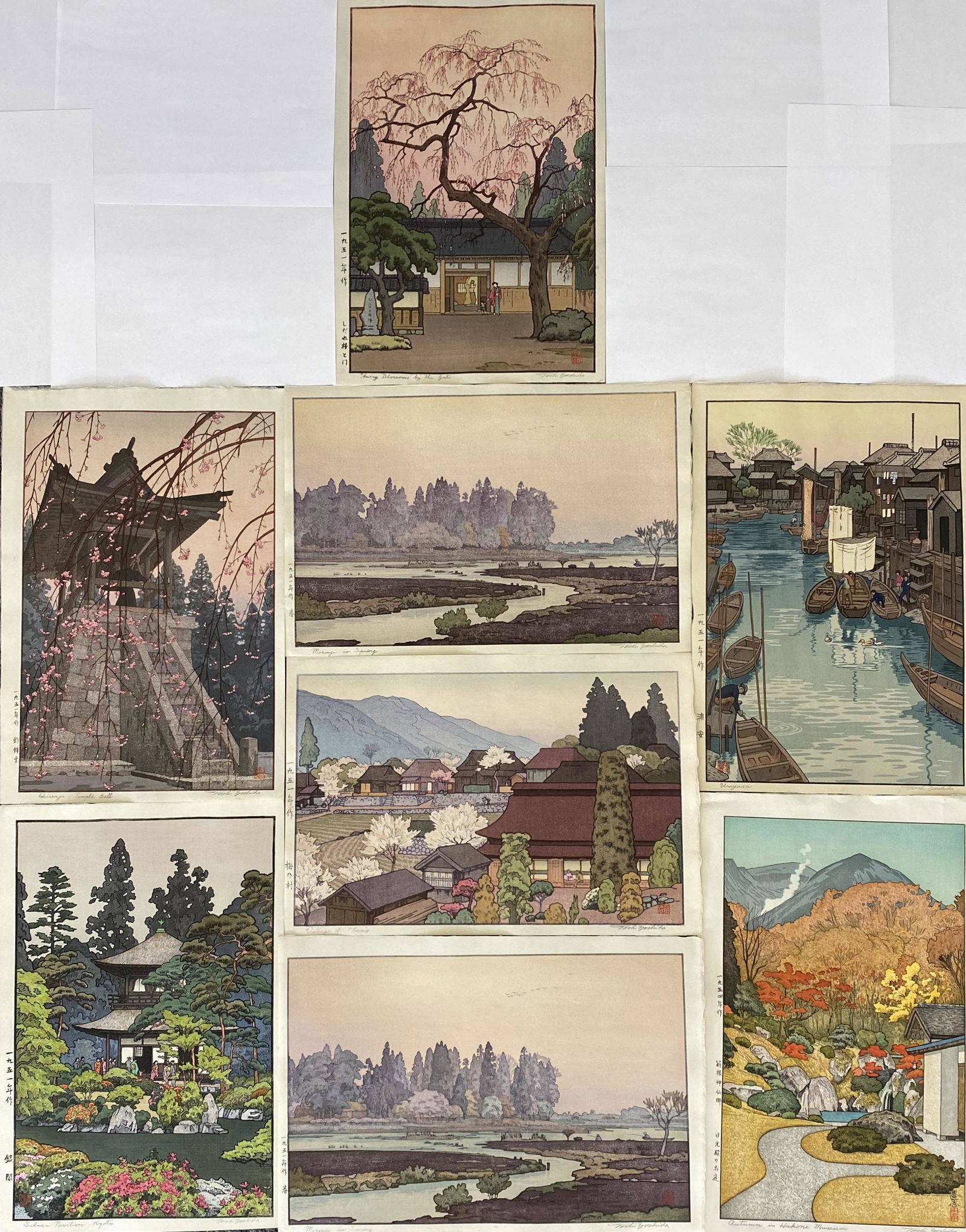 Toshi Yoshida 8 "Japanese Scene" color woodblock prints (1 of 1)