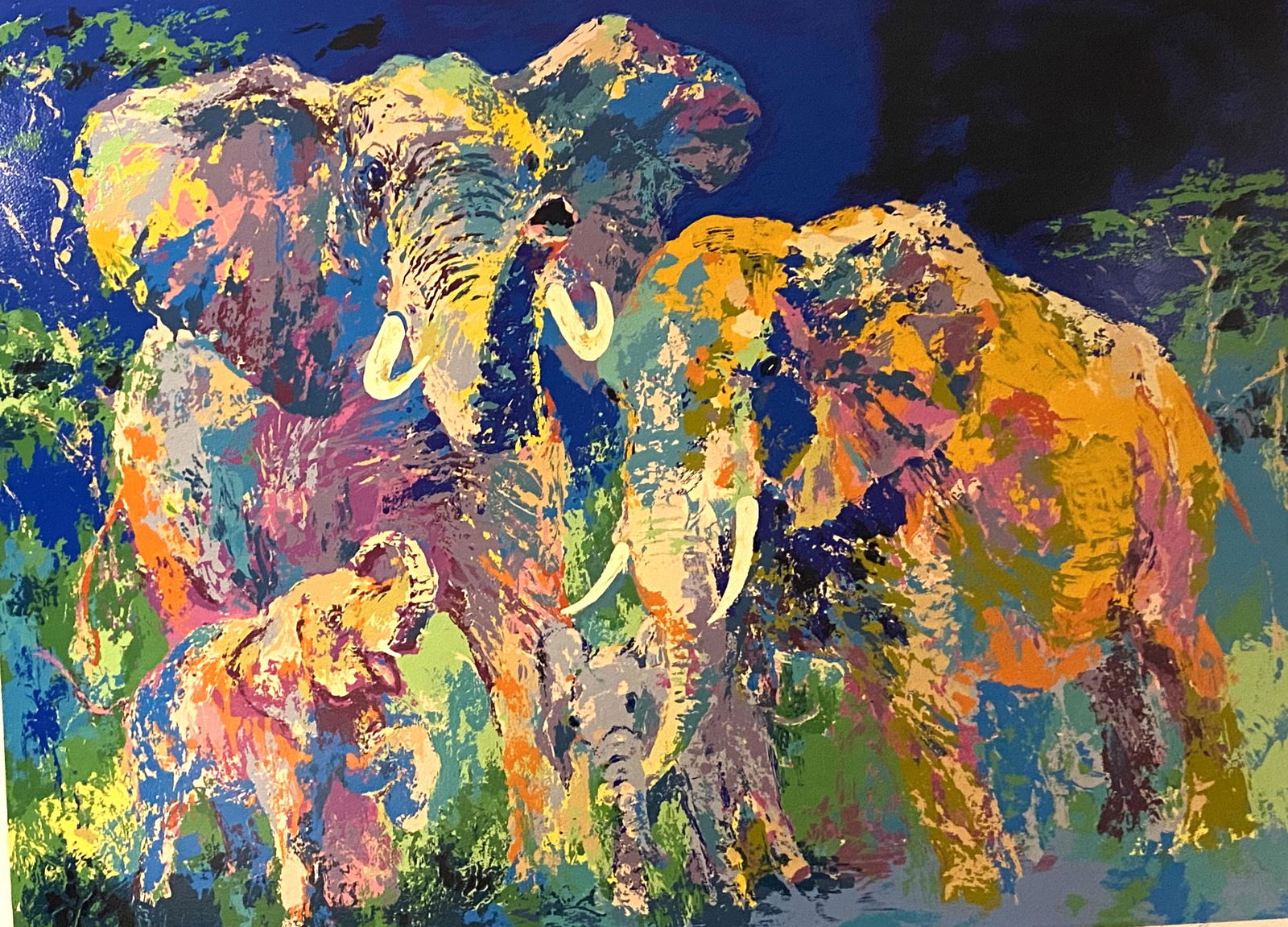 Leroy Neiman "Elephant Family" screenprint (1 of 4)