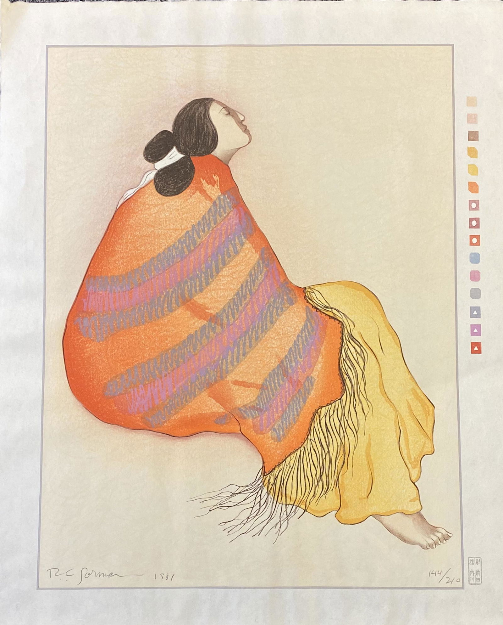 RC Gorman 2 "Seated woman" woodblock print (1 of 6)