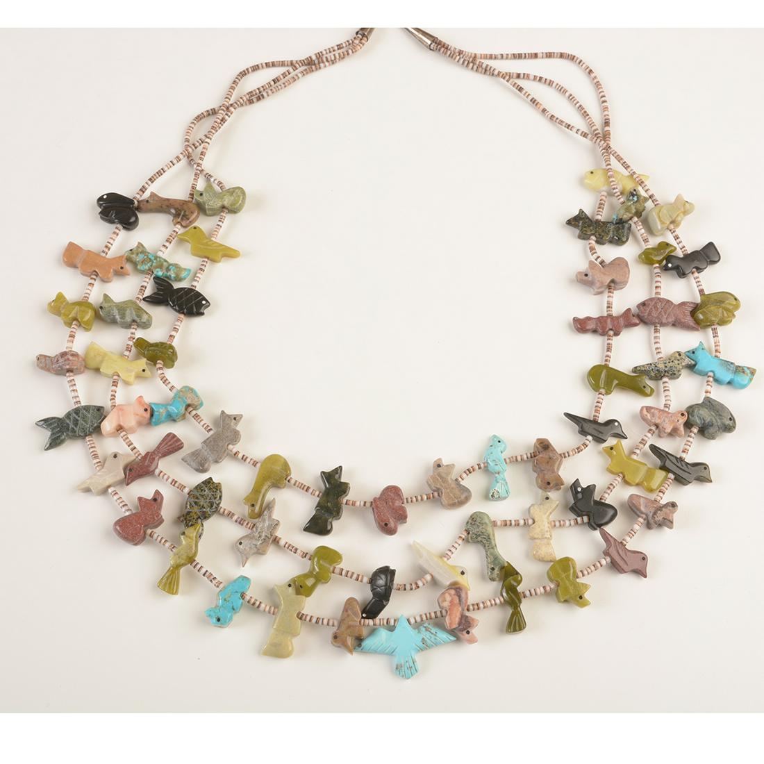 Native American Multi-Stone, Silver Fetish Necklace. (1 of 3)