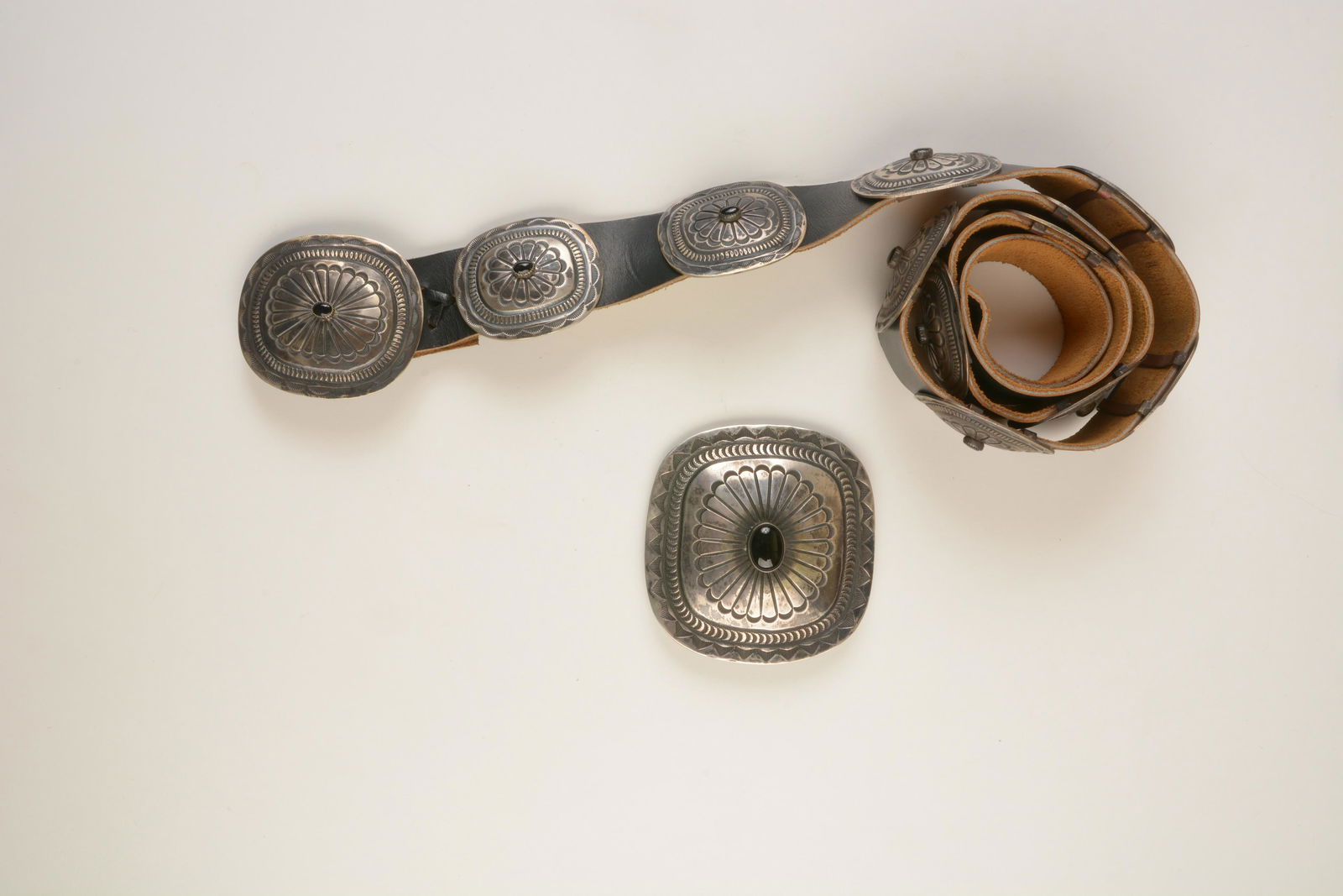 Native American Black Onyx, Sterling Silver, Leather (1 of 2)