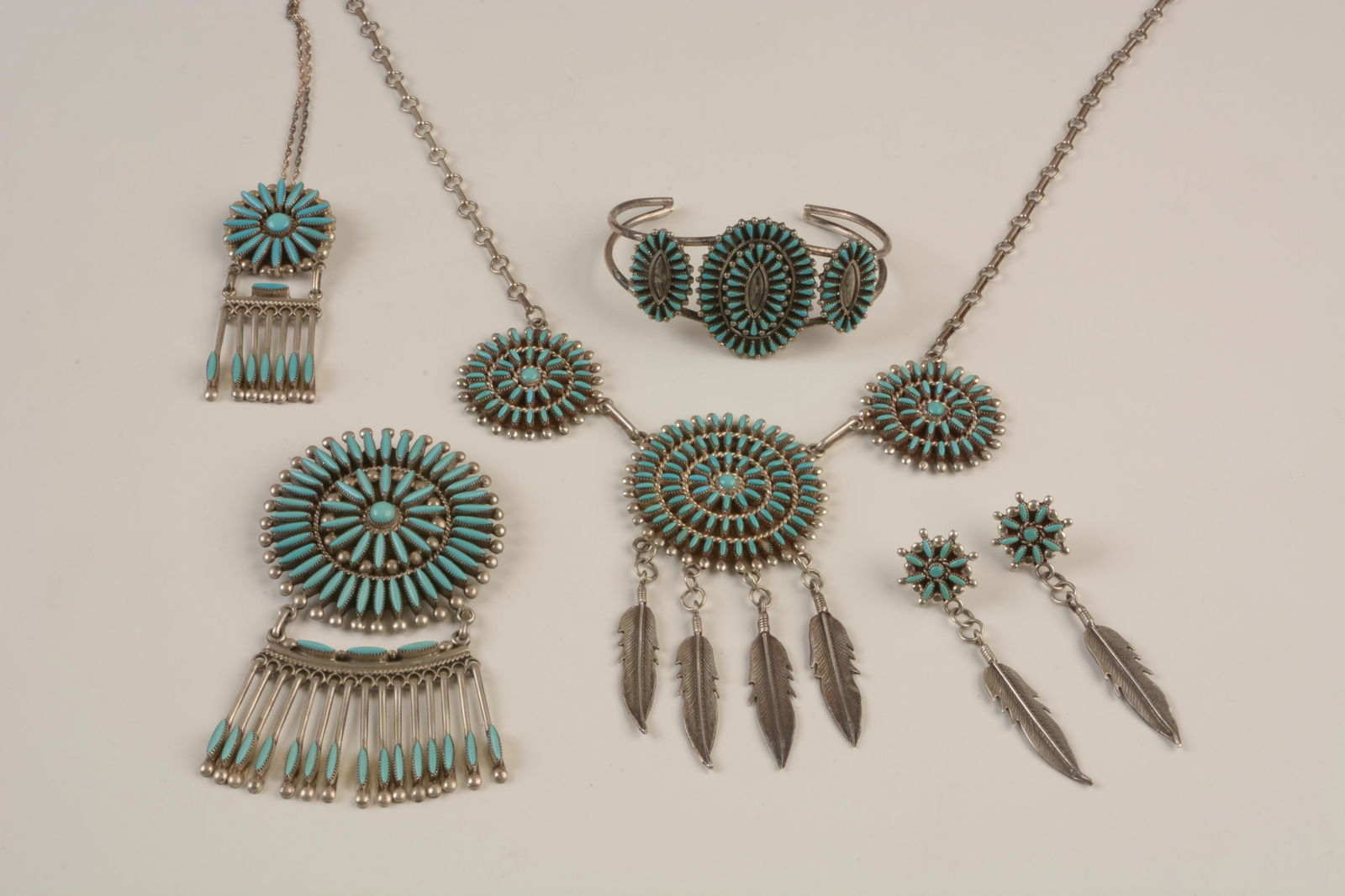 Collection of Native American Zuni Turquoise, Sterling (1 of 2)