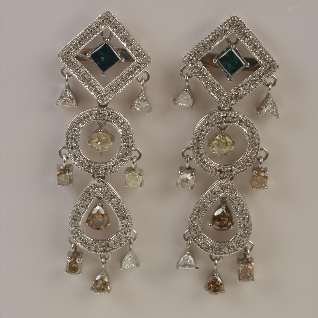 Pair of Diamond, Colored Diamond, 18k White Gold (1 of 3)