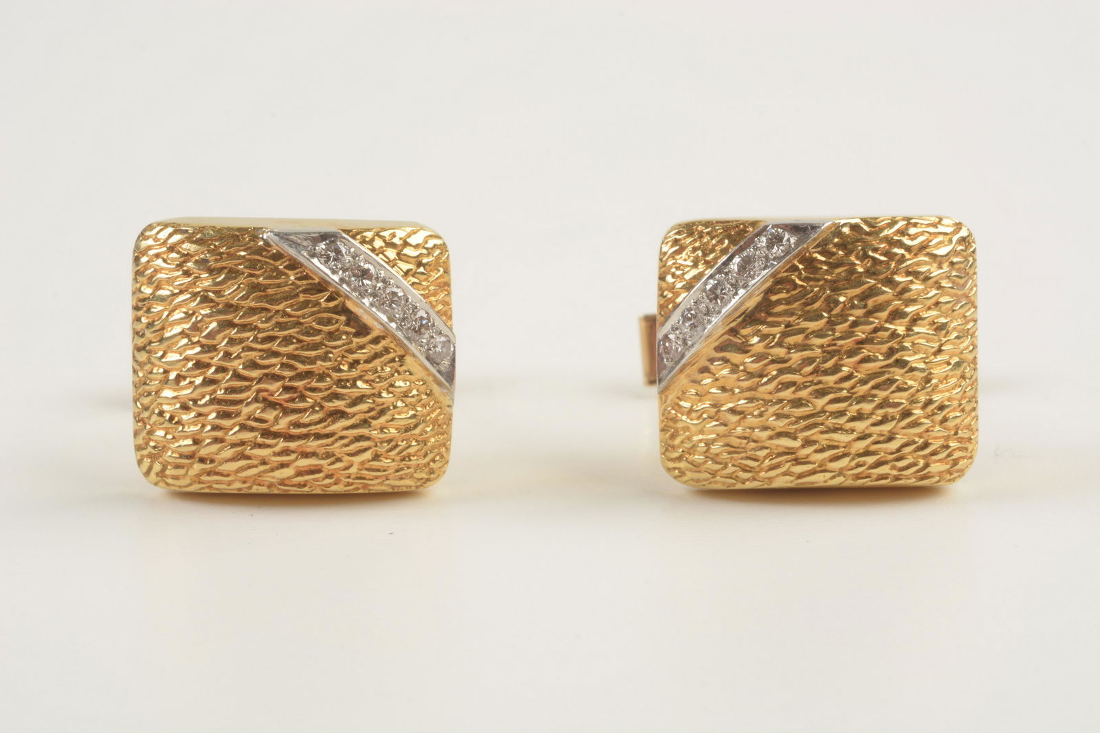 Pair of Diamond, 18k, 14k Yellow Gold Cufflinks. (1 of 3)