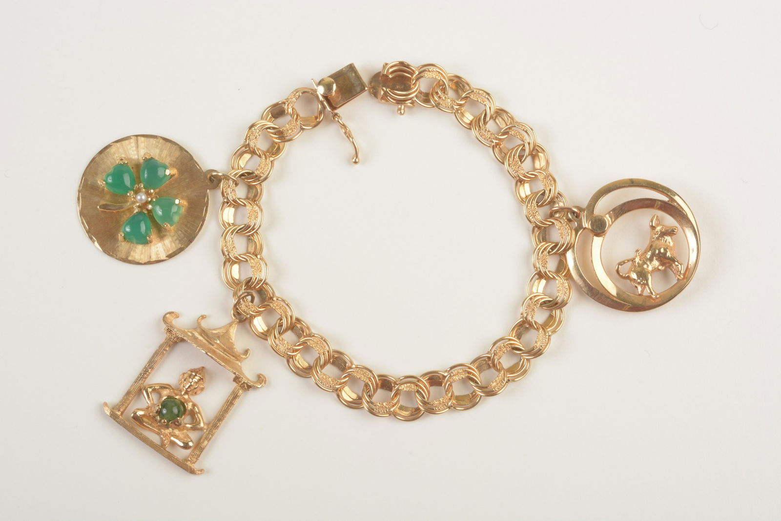 Multi-Stone, 14k Yellow Gold Charm Bracelet. (1 of 3)