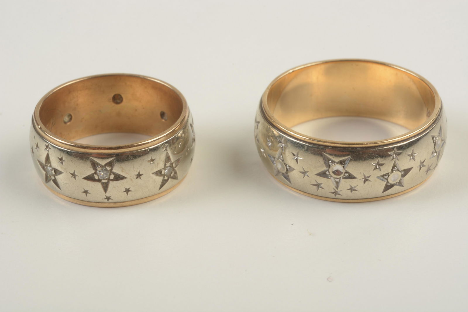 Pair of Matching Diamond, 14k Gold Wedding Bands. (1 of 4)