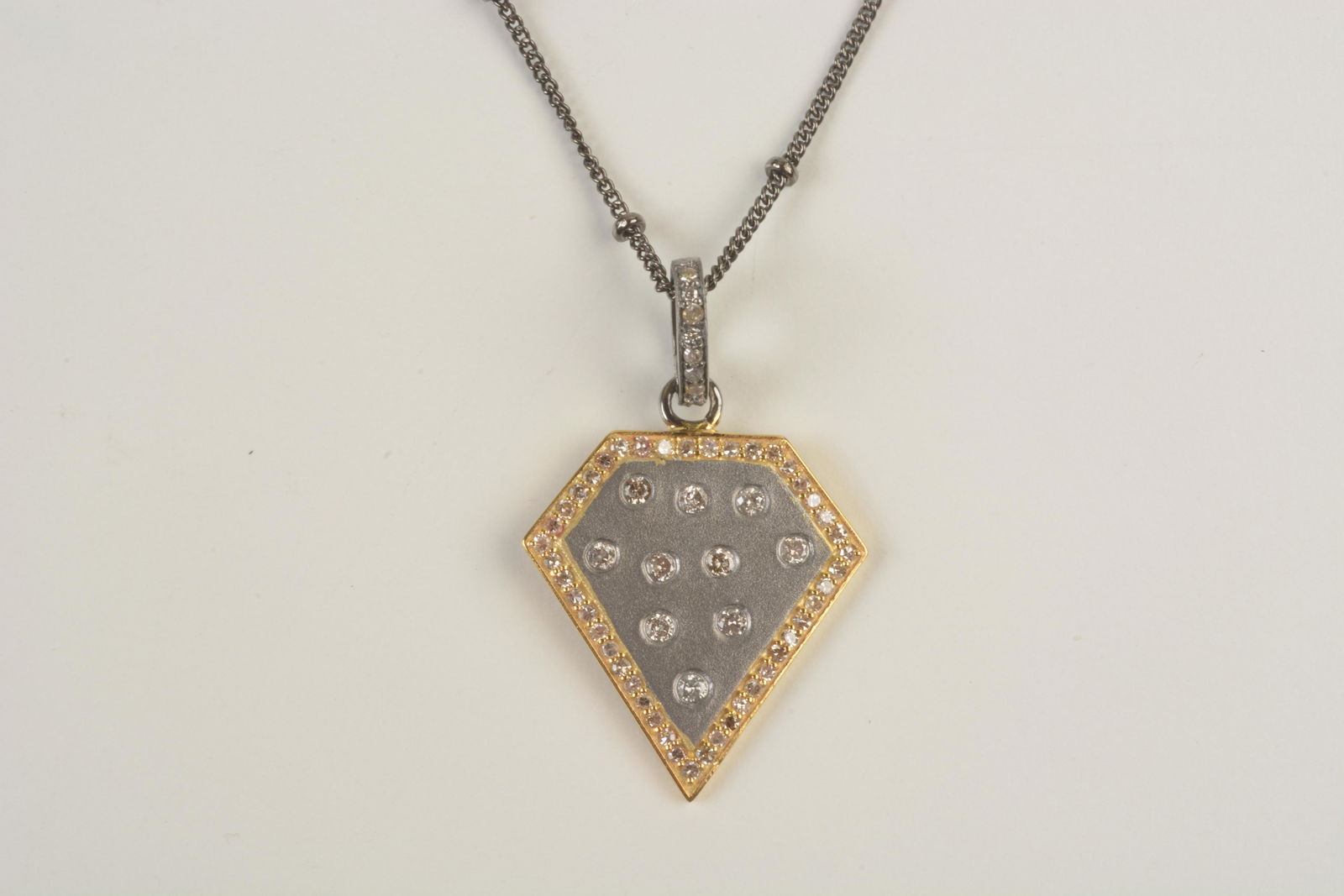 Diamond, Sterling Silver Pendant Necklace. (1 of 2)