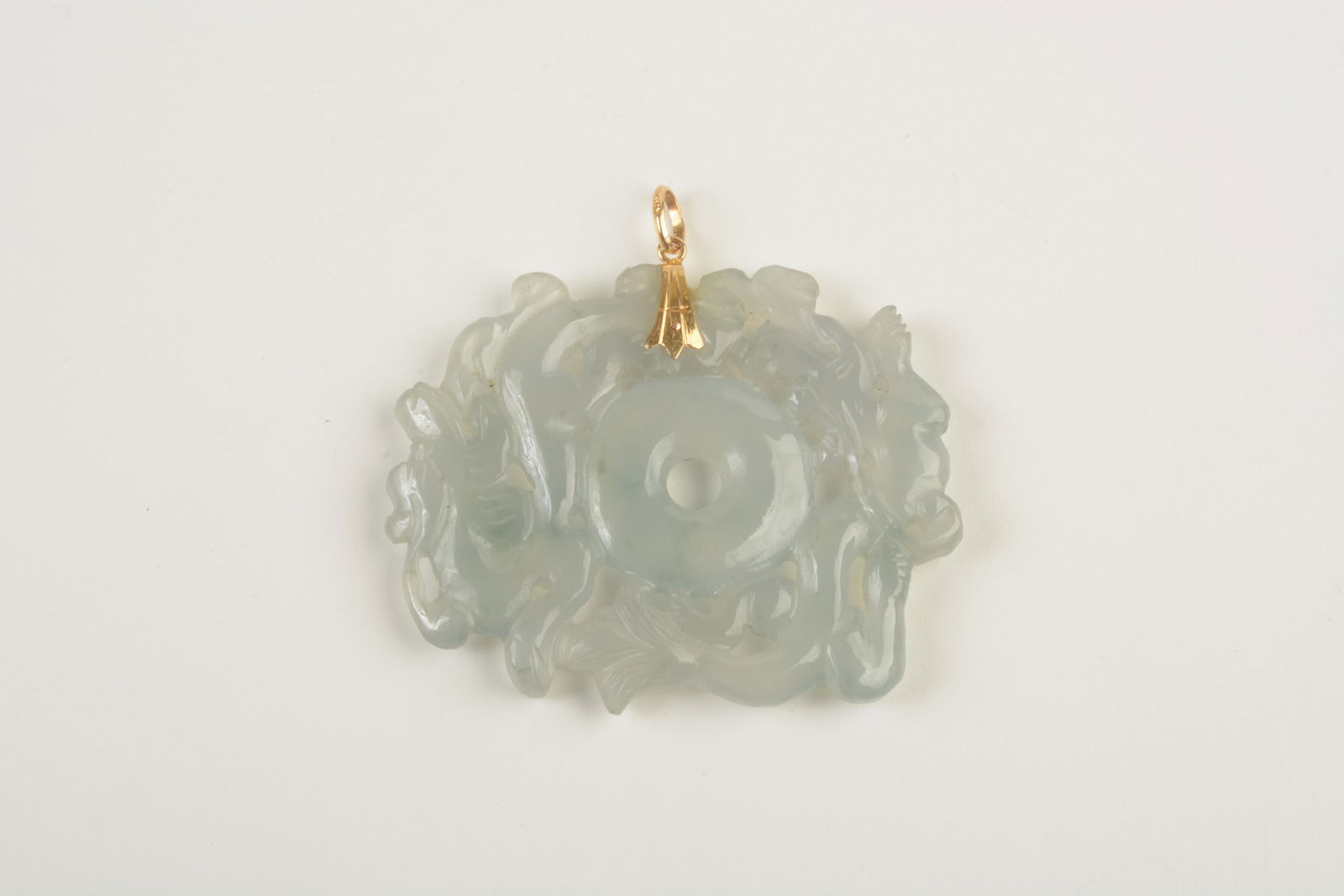 Icy Jadeite Jade, 14k Yellow Gold Pendant. (1 of 2)