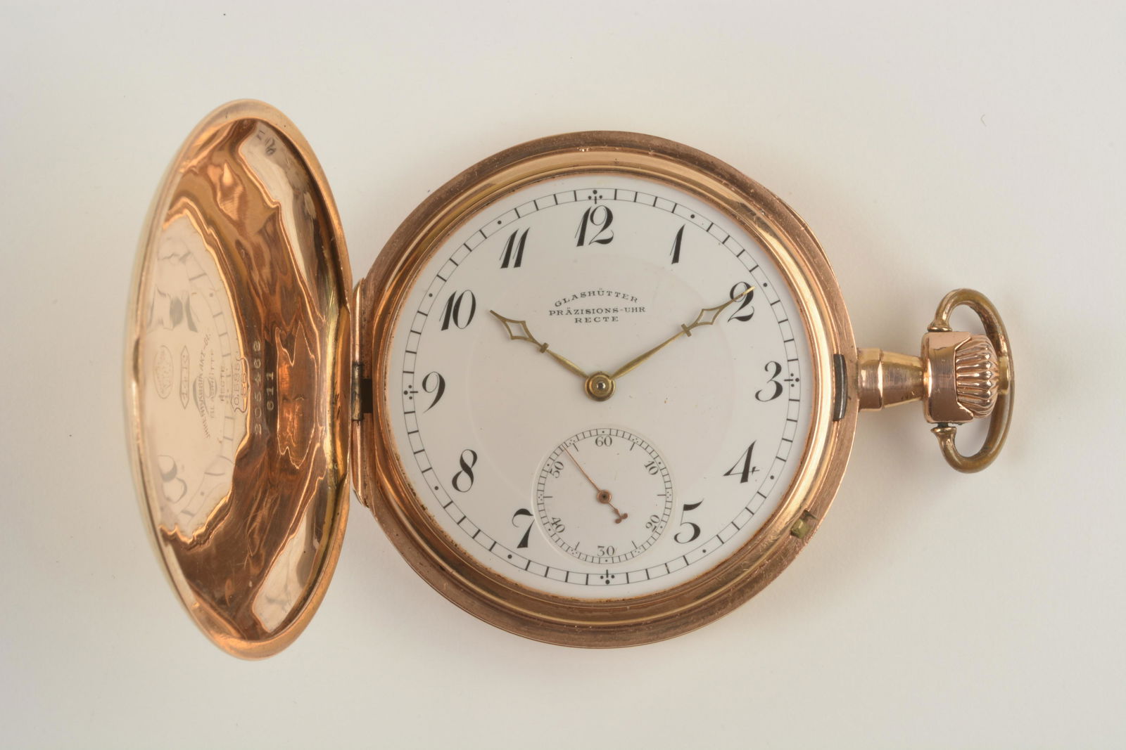 GlashÂ¸tter 14k Pink Gold Pocket Watch. (1 of 5)