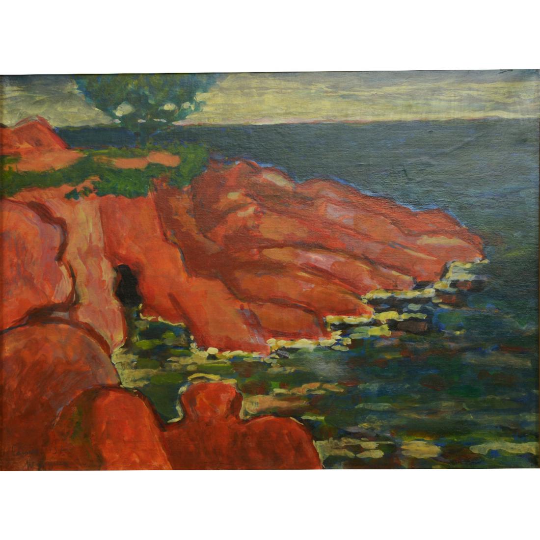 Henri Manguin "Cannes" gouache on paper laid on canvas (1 of 4)