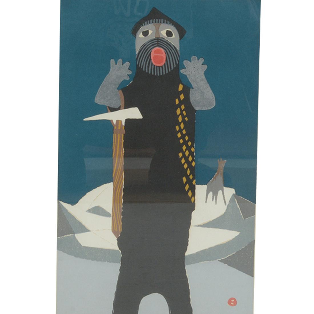 Umetaro Azechi "Cry on the Mountain" woodblock (1 of 5)