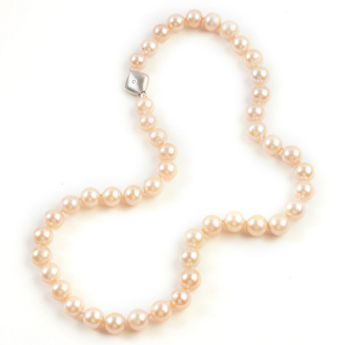Pink Freshwater Cultured Pearl, Diamond, 14k White Gold (1 of 3)