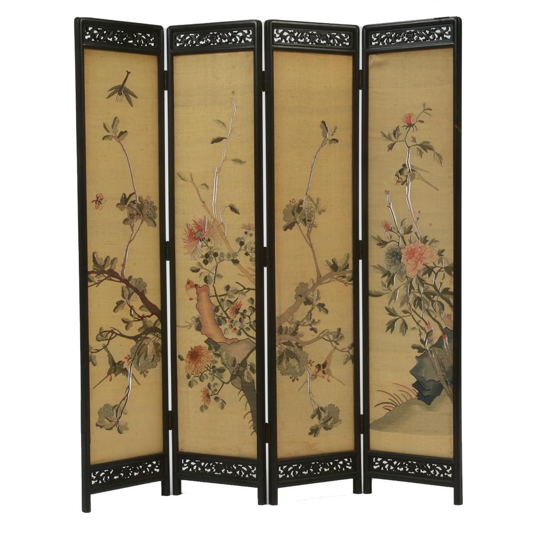 A Four-Panel Kesi Embroidery Screen. (1 of 4)