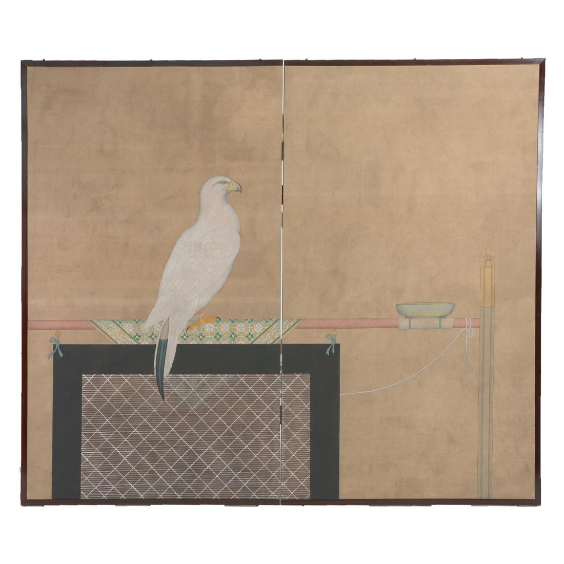 Large Japanese Two-Panel Screen. (1 of 3)
