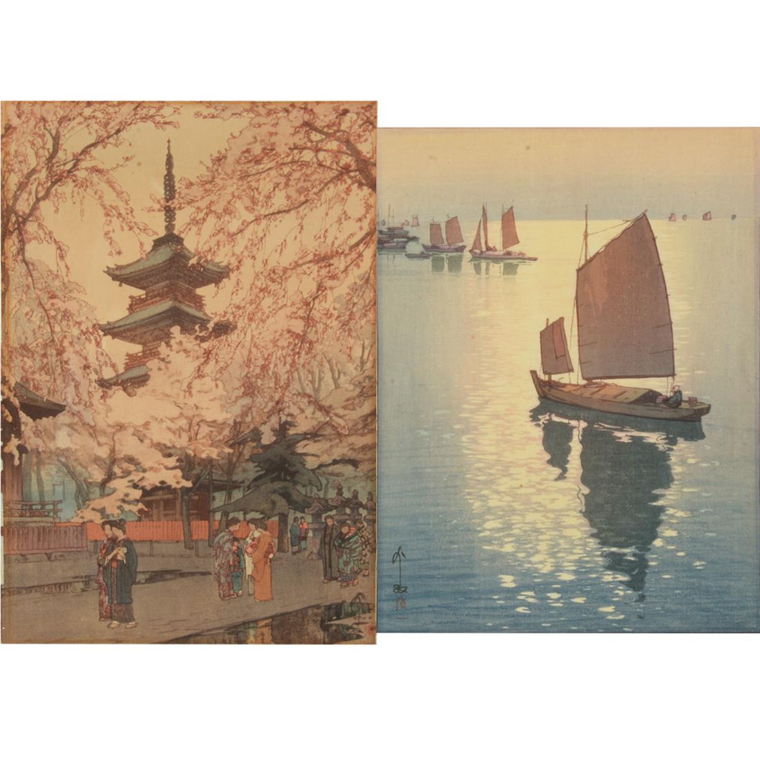Hiroshi Yoshida 'Calm Wind,' Together with 'Pagoda with (1 of 3)