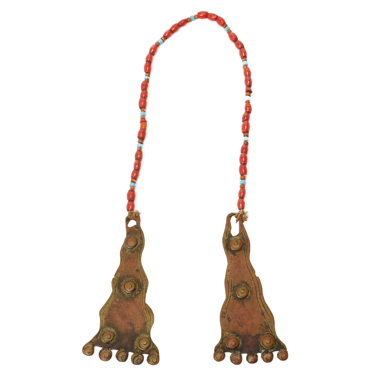 Naga Brass Beaded Ceremonial Ear Ornaments, Circa 1880. (1 of 3)