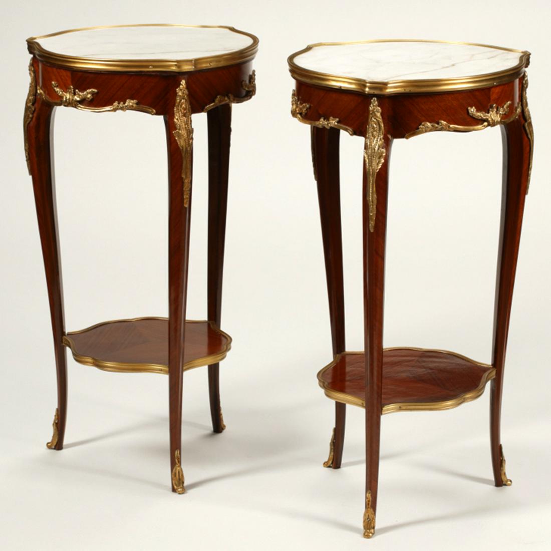 Pair of Louis XV Style Dore Bronze Mounted Side Tables. (1 of 1)