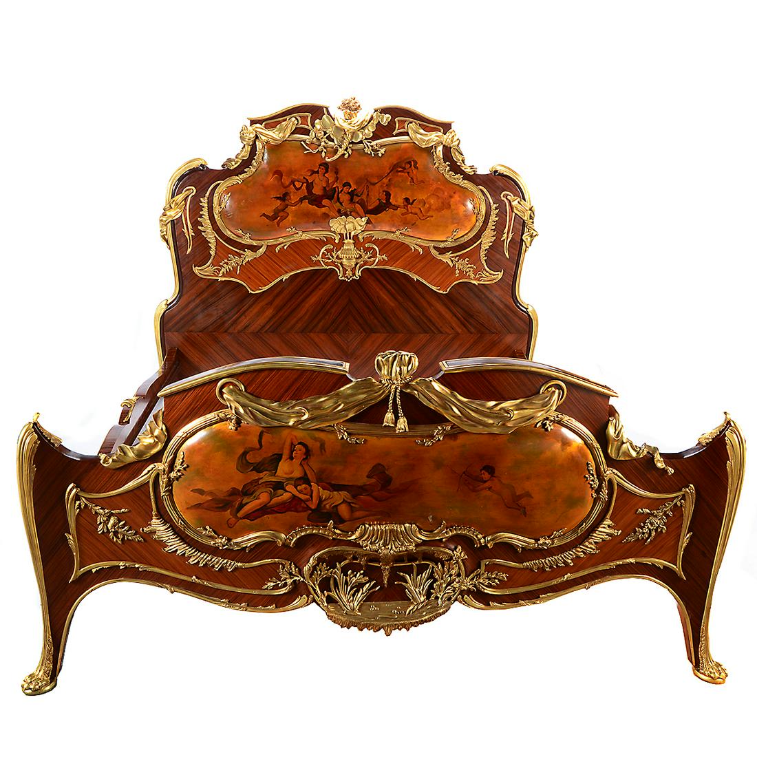 Louis XV Vernis Martin Style Four Piece Bed with Dore (1 of 6)